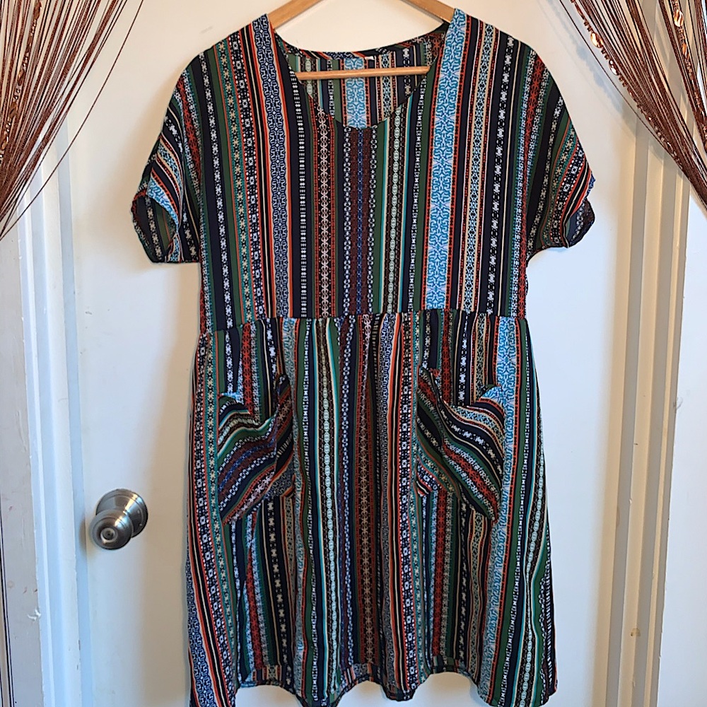 💚Boho Pattern Dress with Pockets💚